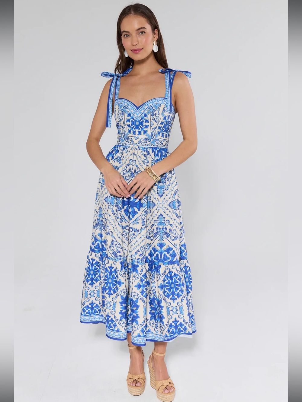 Stacey Blue Printed Midi Dress by Avara